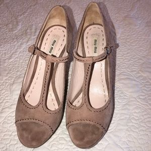 Miu Miu Wedge Shoes Size 8.5 - Dusty Rose Pink
